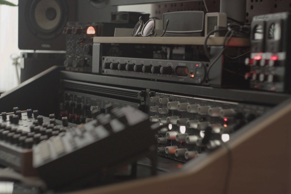 Professional audio mastering studio with high end analogue equipment.